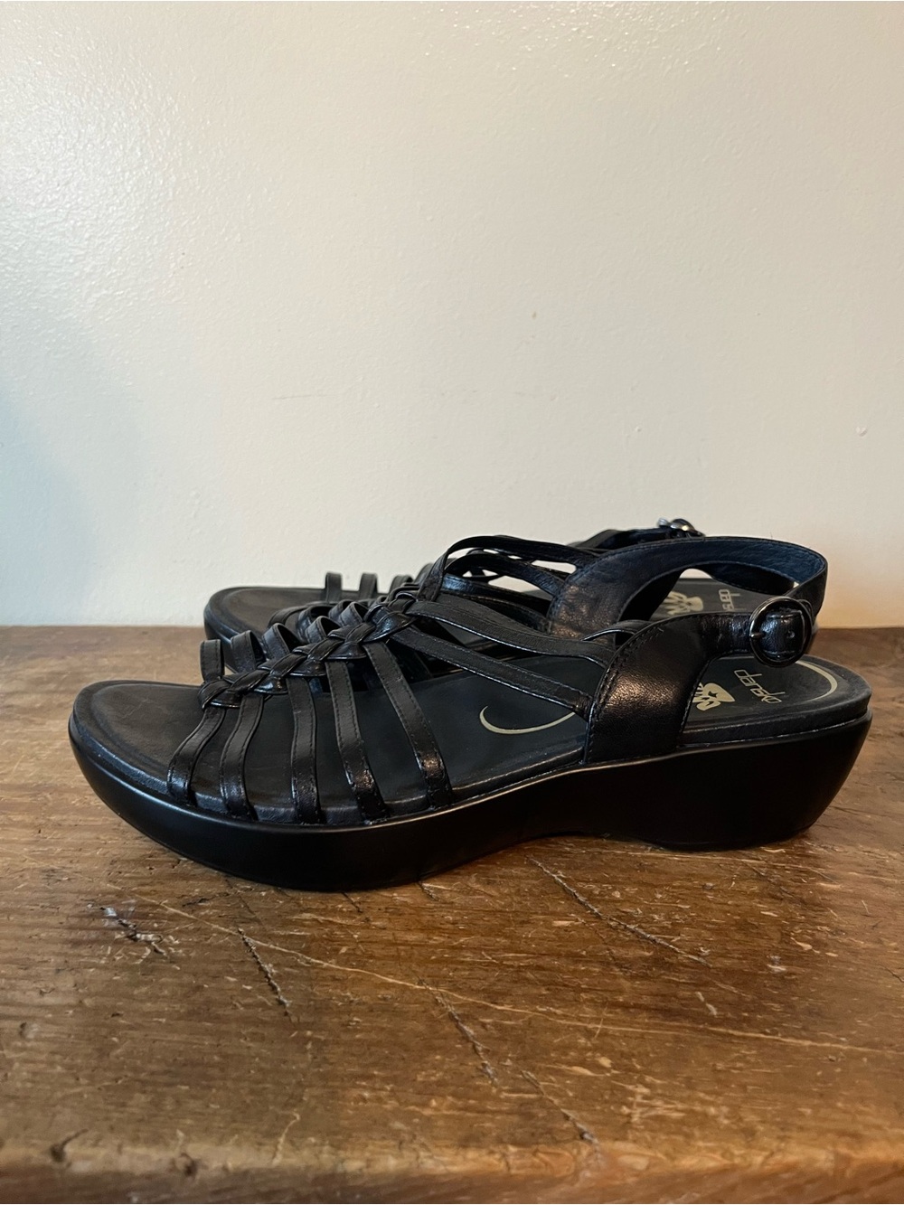 Dansko Dana Slingback Black Woven Leather Sandals with Heel Size 41 10.5